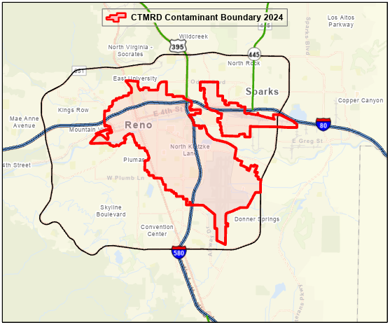 Close-up map the the CTMRD contaminant boundary